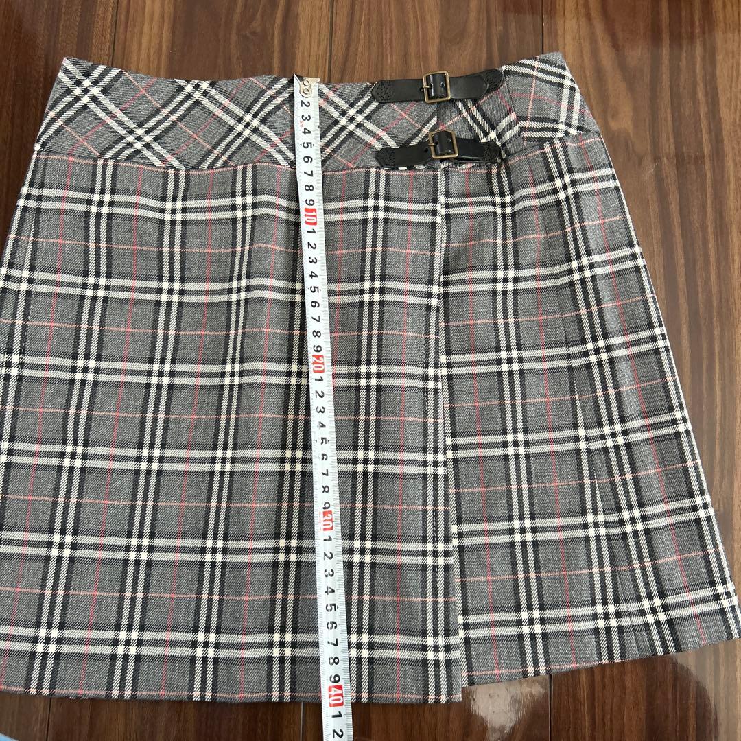 美品✨バーバリーブルーレーベル　ノバチェックミニ巻きスカートグレー