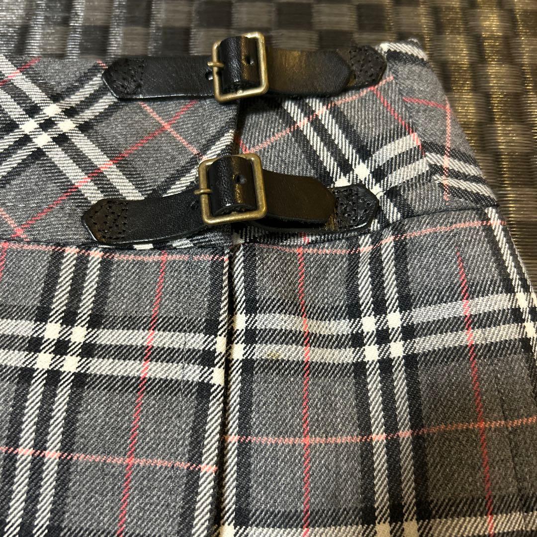美品✨バーバリーブルーレーベル　ノバチェックミニ巻きスカートグレー