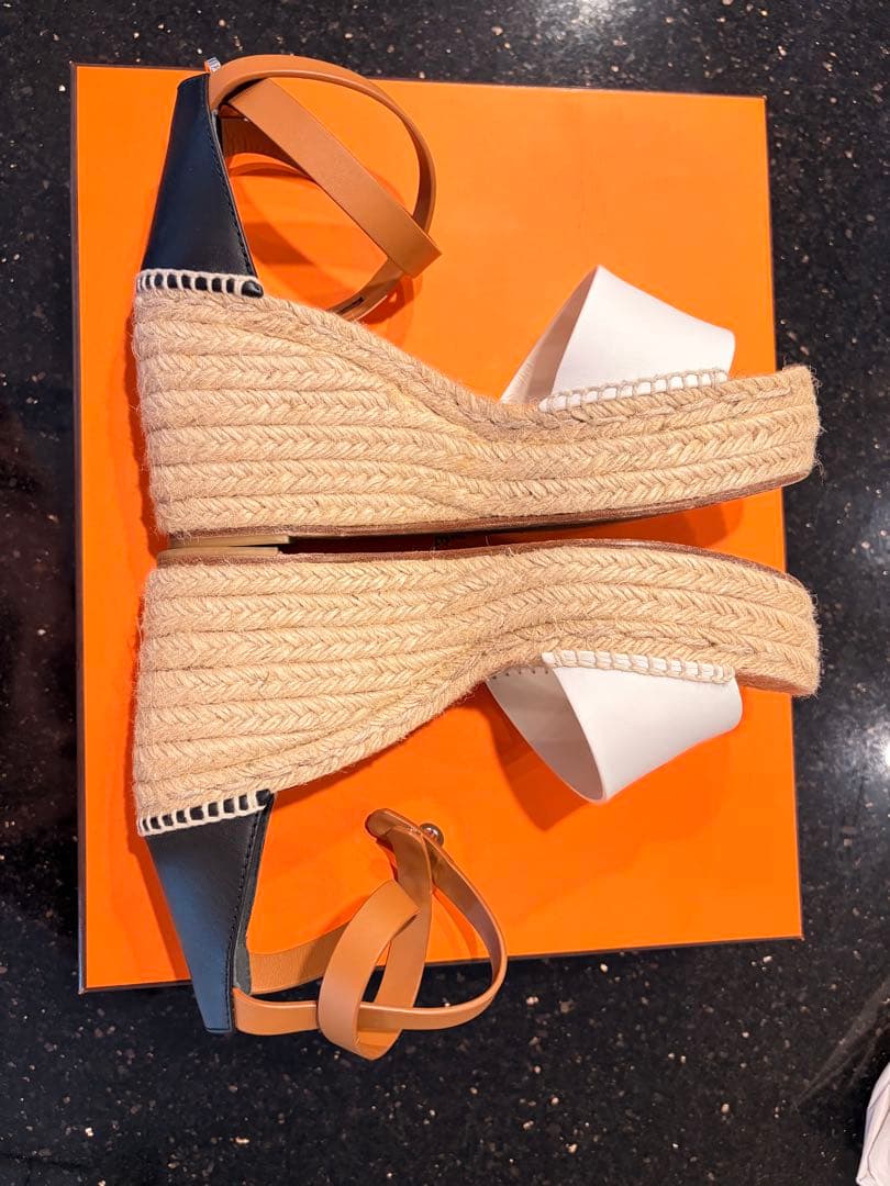 【美品】HERMÈS エルメス エスパドリーユ ウェッジサンダル 37付属品完備