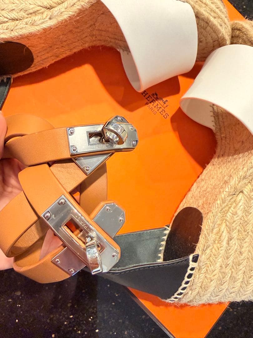 【美品】HERMÈS エルメス エスパドリーユ ウェッジサンダル 37付属品完備