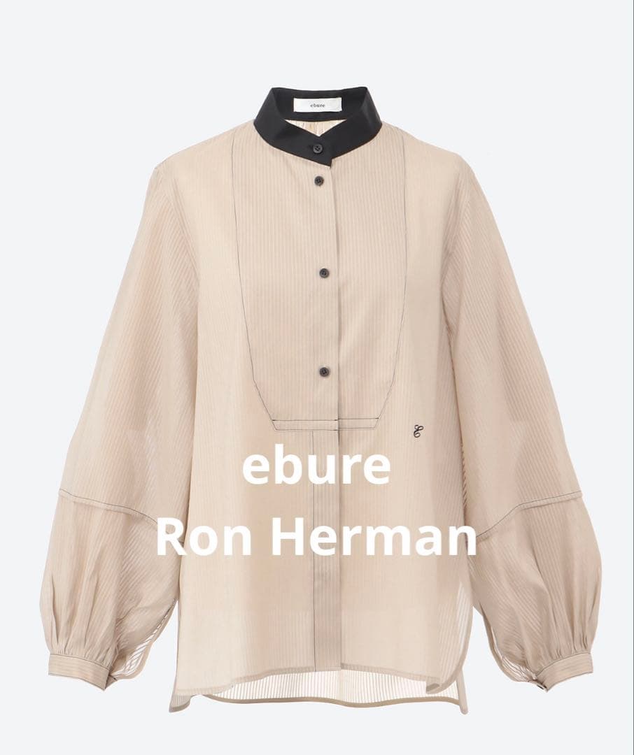 ebure Ron Hermanシルクコットンスルーストライプ ブラウス