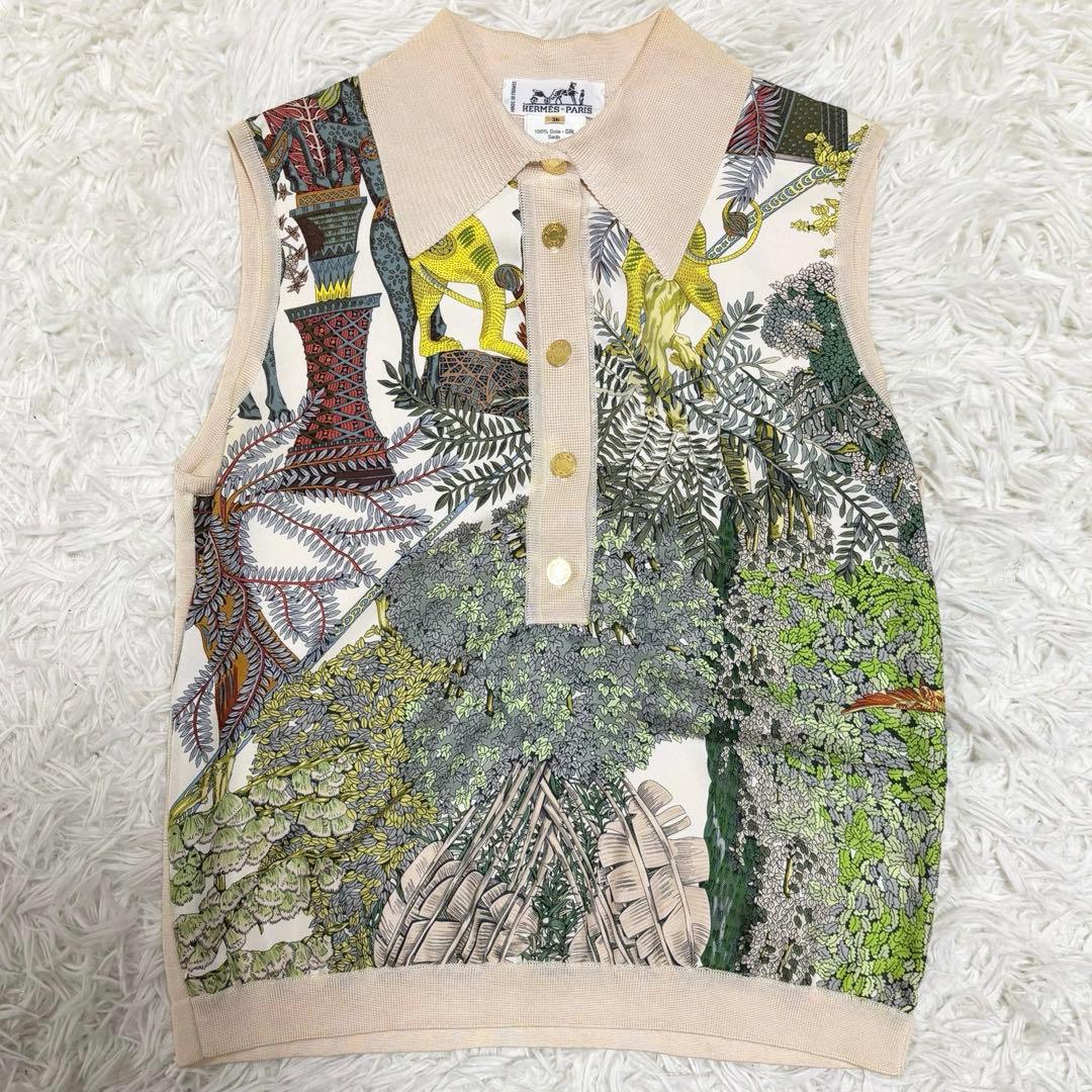 Jungle Love HERMES ノースリーブ　ポロシャツ　シルク　スカーフ