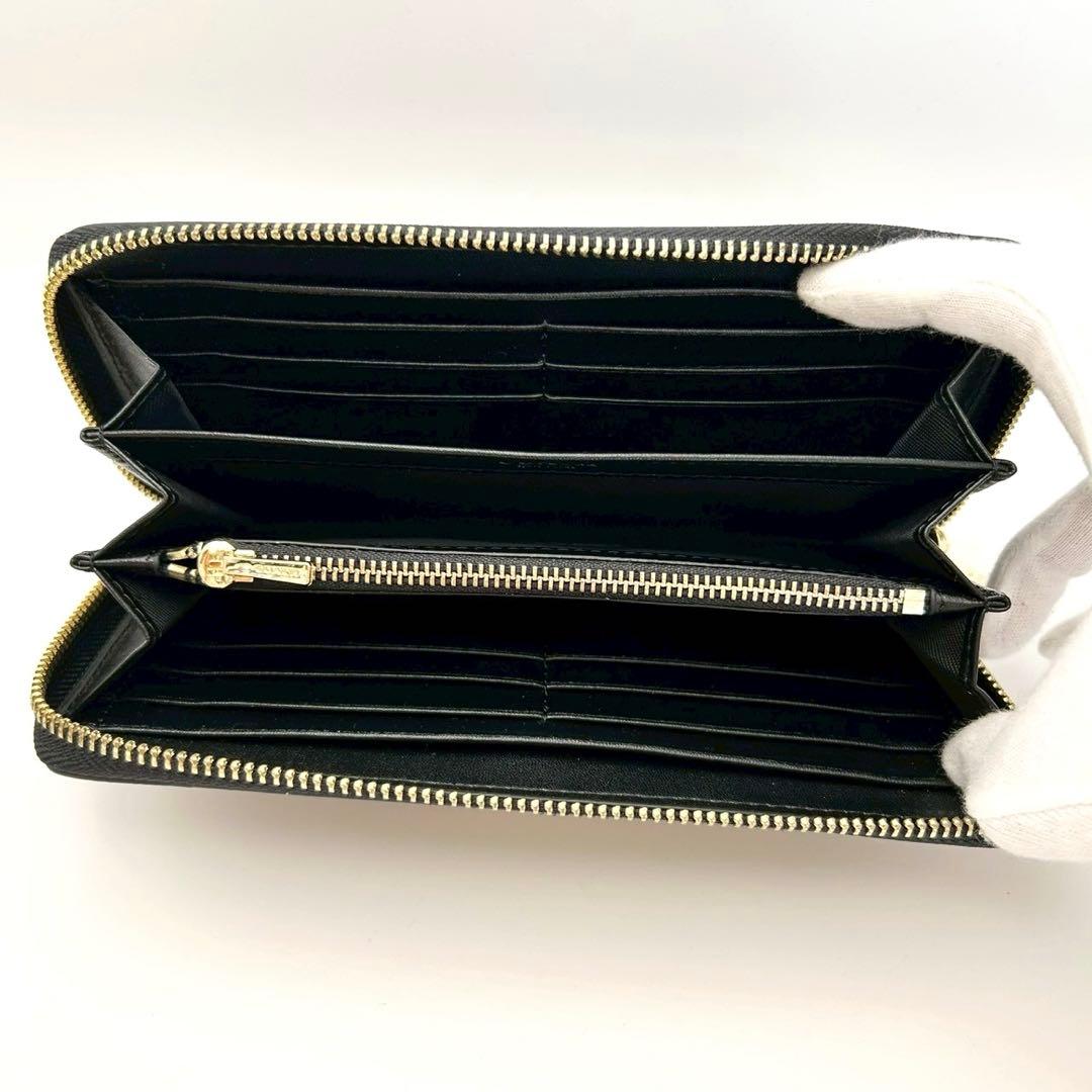 【超美品】COACH コーチ 長財布 ラウンドファスナー レザー ブラック