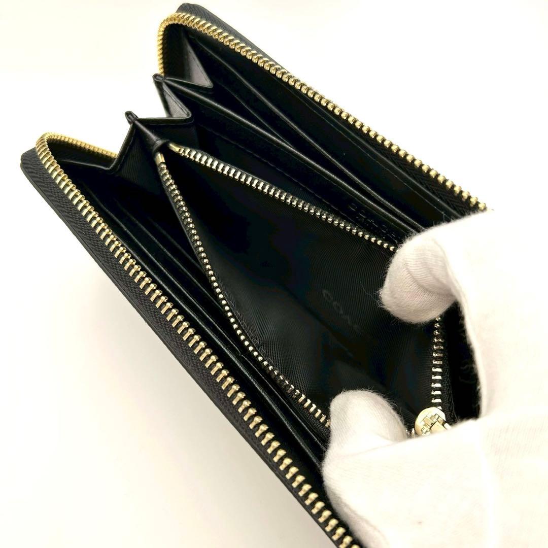 【超美品】COACH コーチ 長財布 ラウンドファスナー レザー ブラック