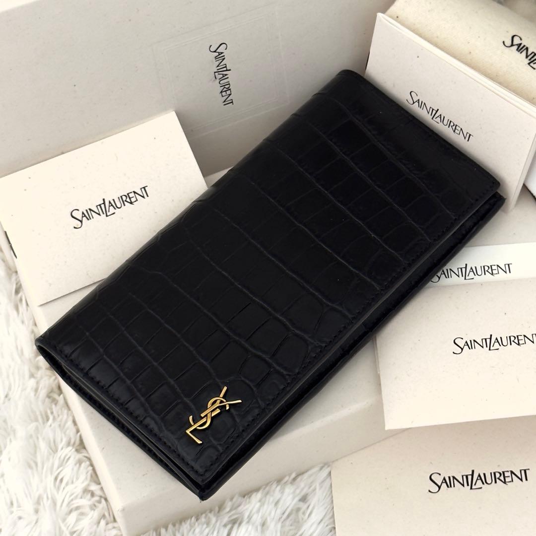 美品✨25年購入 現行 SAINTLAURENT サンローラン 財布 クロコ
