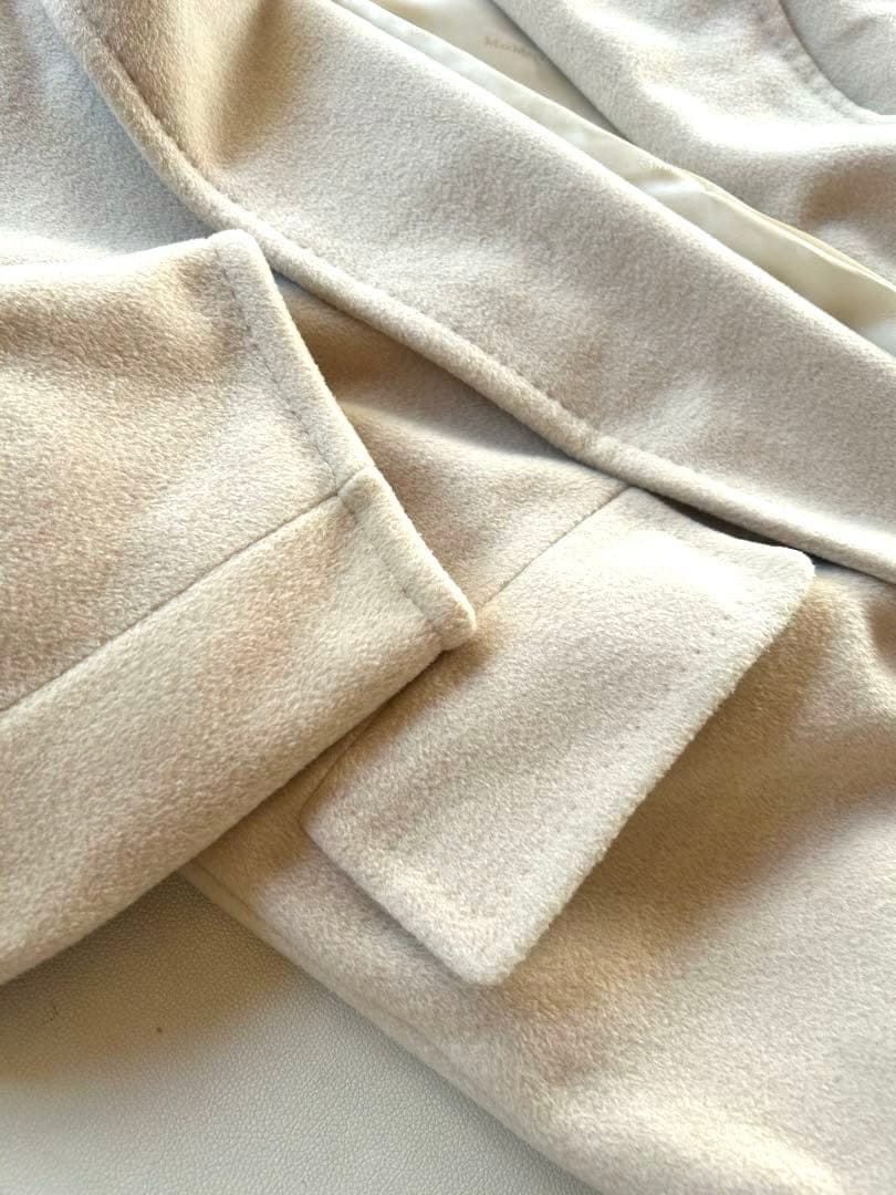 277美品マックスマーラ白タグ上質ウールカシミア上品ロングコートベージュ