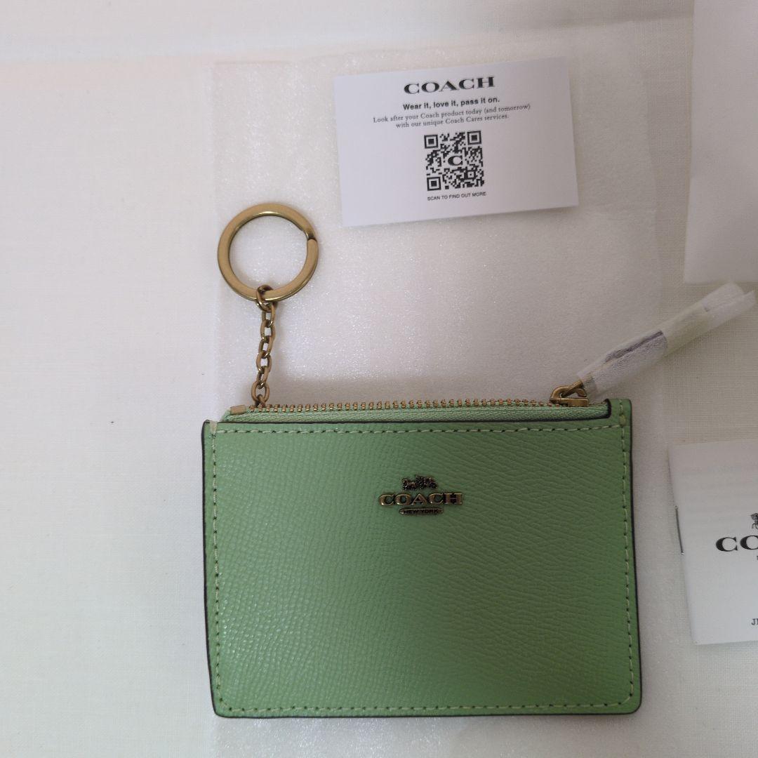 COACH カードケース　ミニスキニー　ミントグリーン