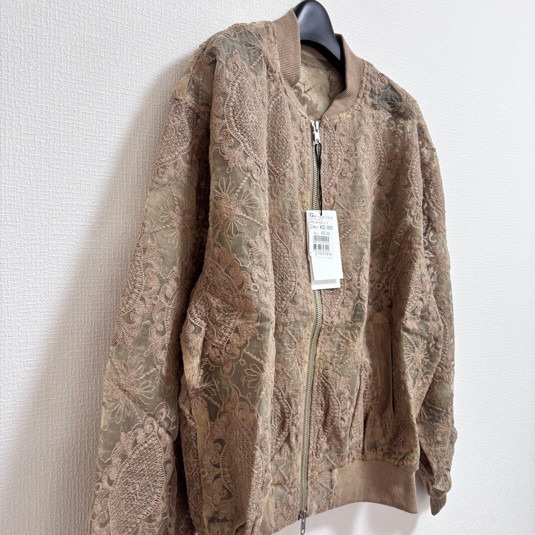 vin 新品　完売　ダブルジップチュールレースブルゾン　ベージュ　定価22000