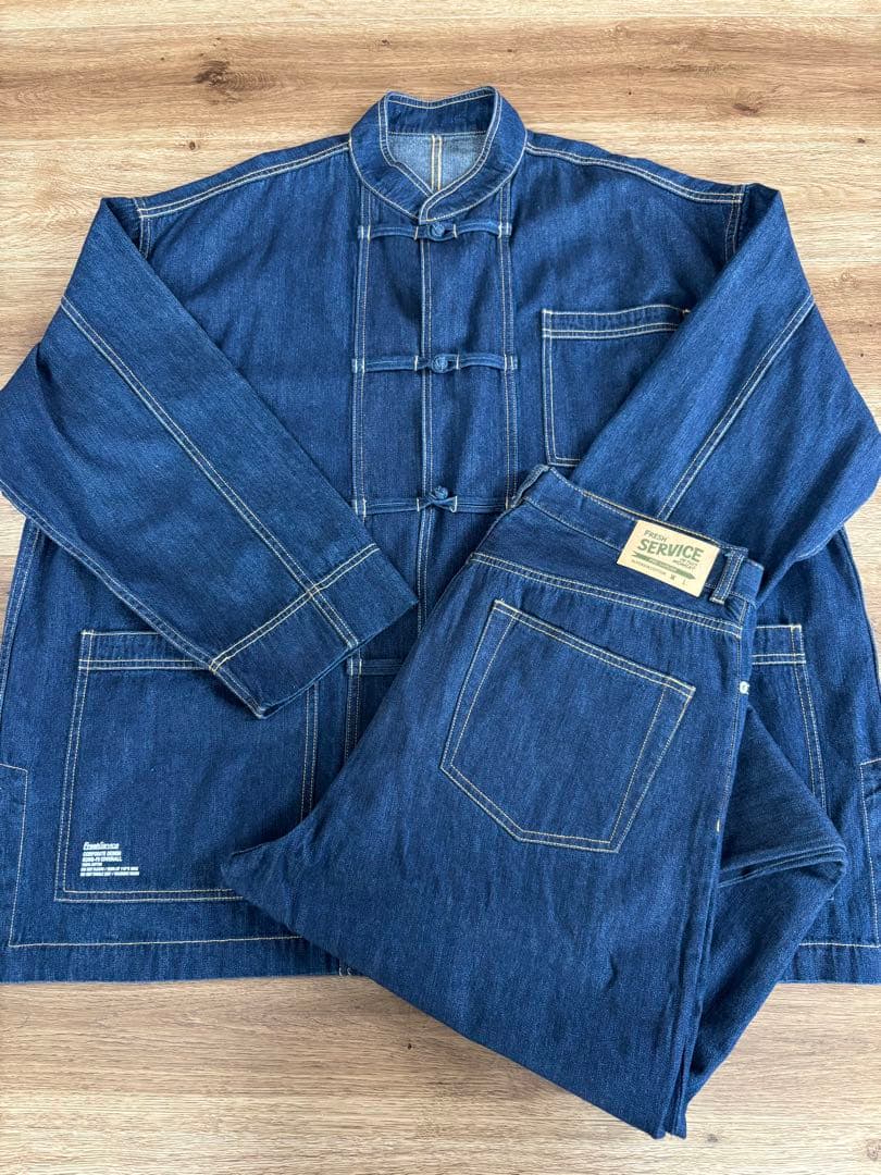 fresh service デニムカンフーカバーオール　デニム5Pセットアップ