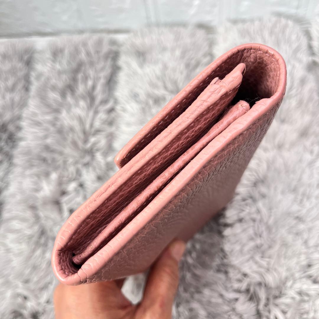美品✨GUCCI スウィング　長財布　シボレザー　ピンクベージュ　レディース