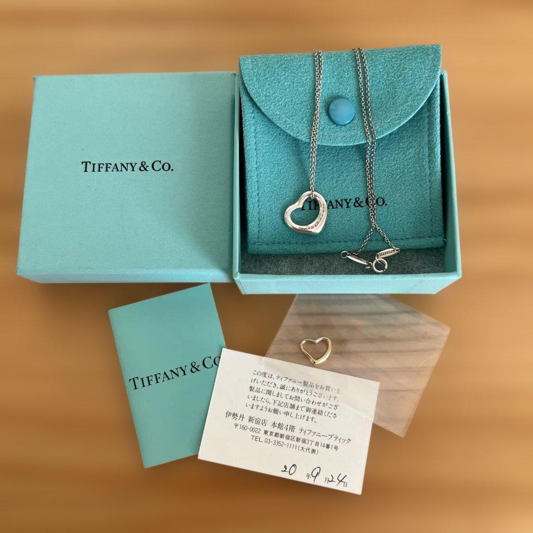 Tiffany オープンハートネックレス（保証書付）とk18のハートのセット