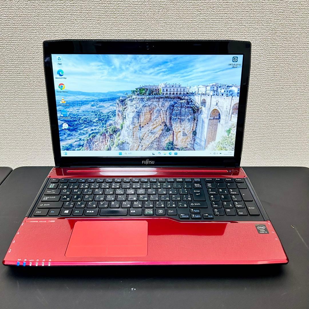 富士通 ブルーレイ搭載 Windows11 Intel Core-i3 レッド