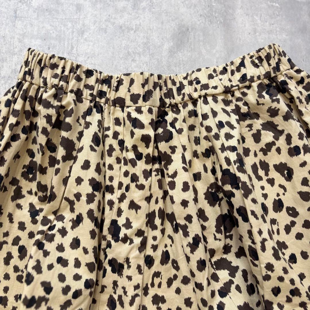 【mizuiro ind】レオパードプリントワイドサルエルパンツ ベージュ　2