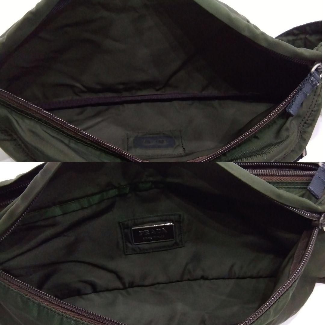 プラダ ボディバッグ ウエストポーチ ナイロン 2室 グリーン系 三角ロゴ