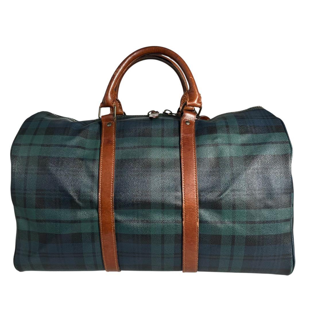 ポロラルフローレン ボストンバッグ チェック柄 PVC レザー 大容量 鞄
