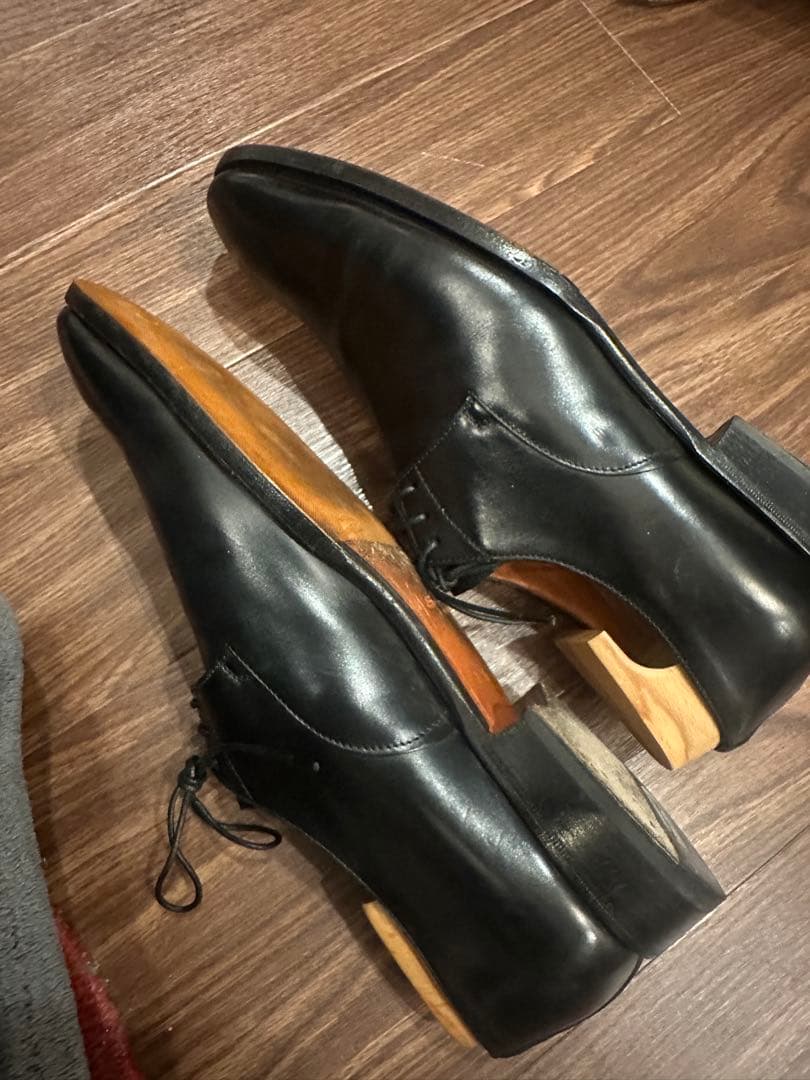 santoni ブラックレザー ドレスシューズ 7ハーフ　サントーニ