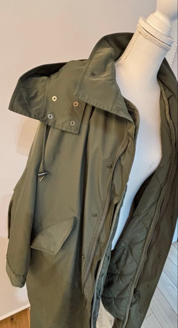 ライナーコート付きオリーブグリーン モッズコート フード付き　38サイズ
