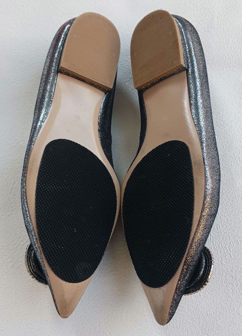ピッピシック フラットシューズ パンプス ラメ グリッター ビジュー 大きい38