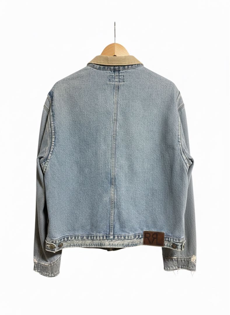 RRL 90s USA製 三ツ星黒タグ 襟コーデュロイ デニムジャケット XL
