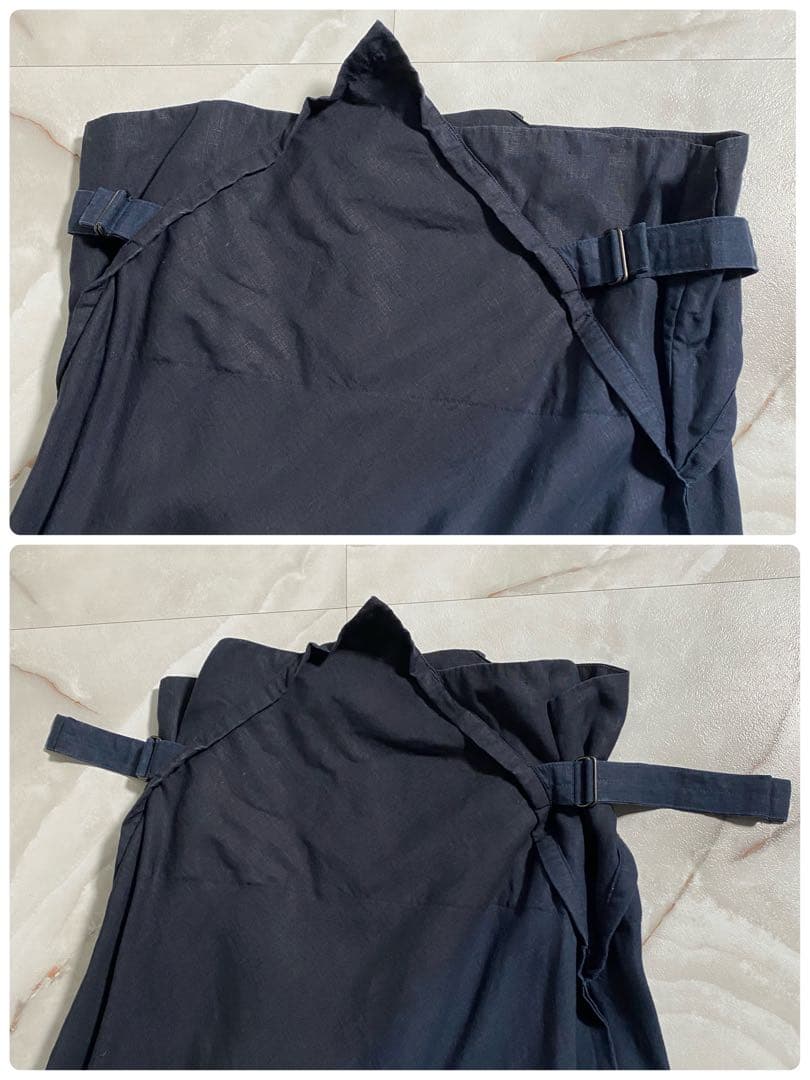 A15315 美品 イッセイミヤケ　変形リネンラップサルエルパンツ　紺3