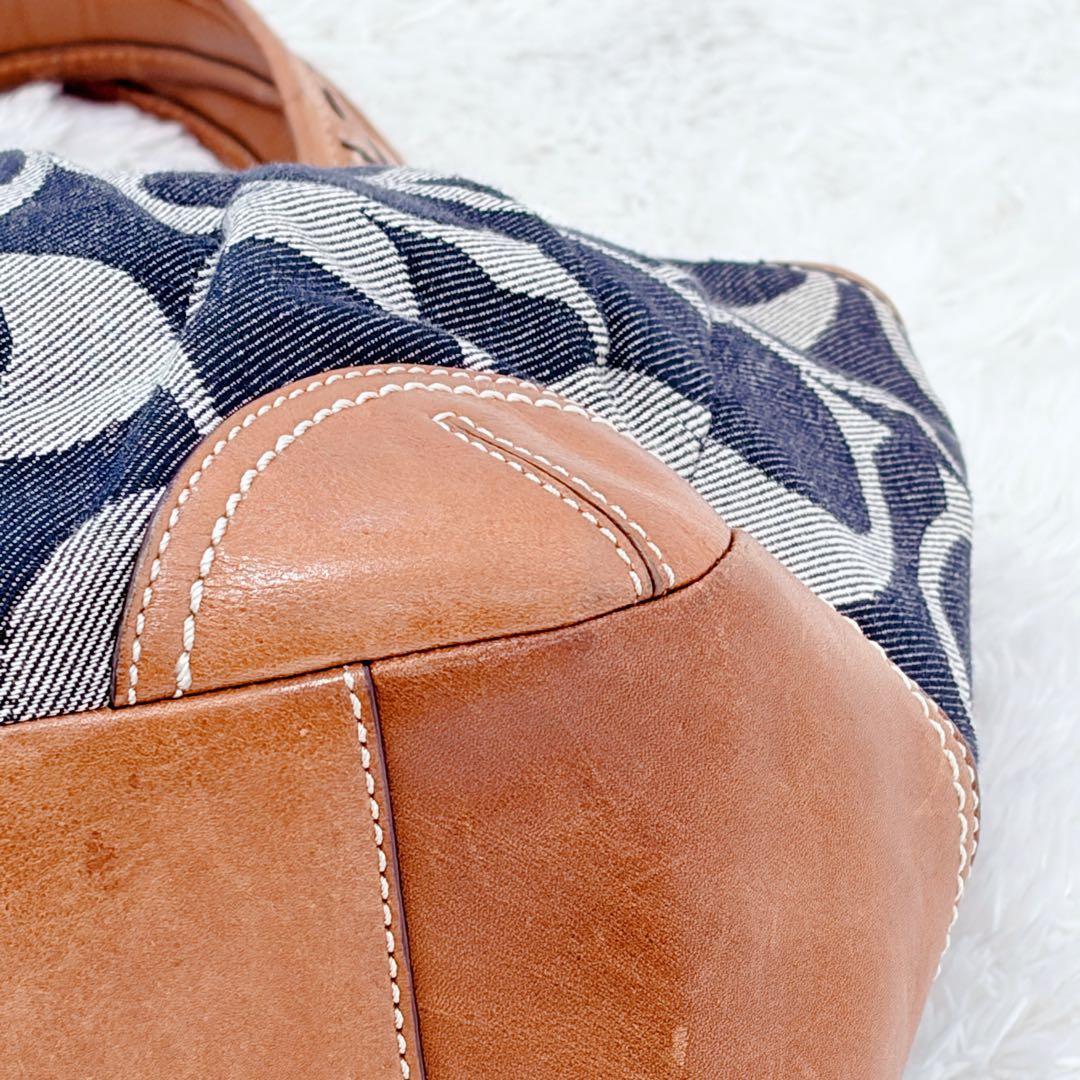 人気 COACH コーチ デニム シグネチャー柄 レザー 12751