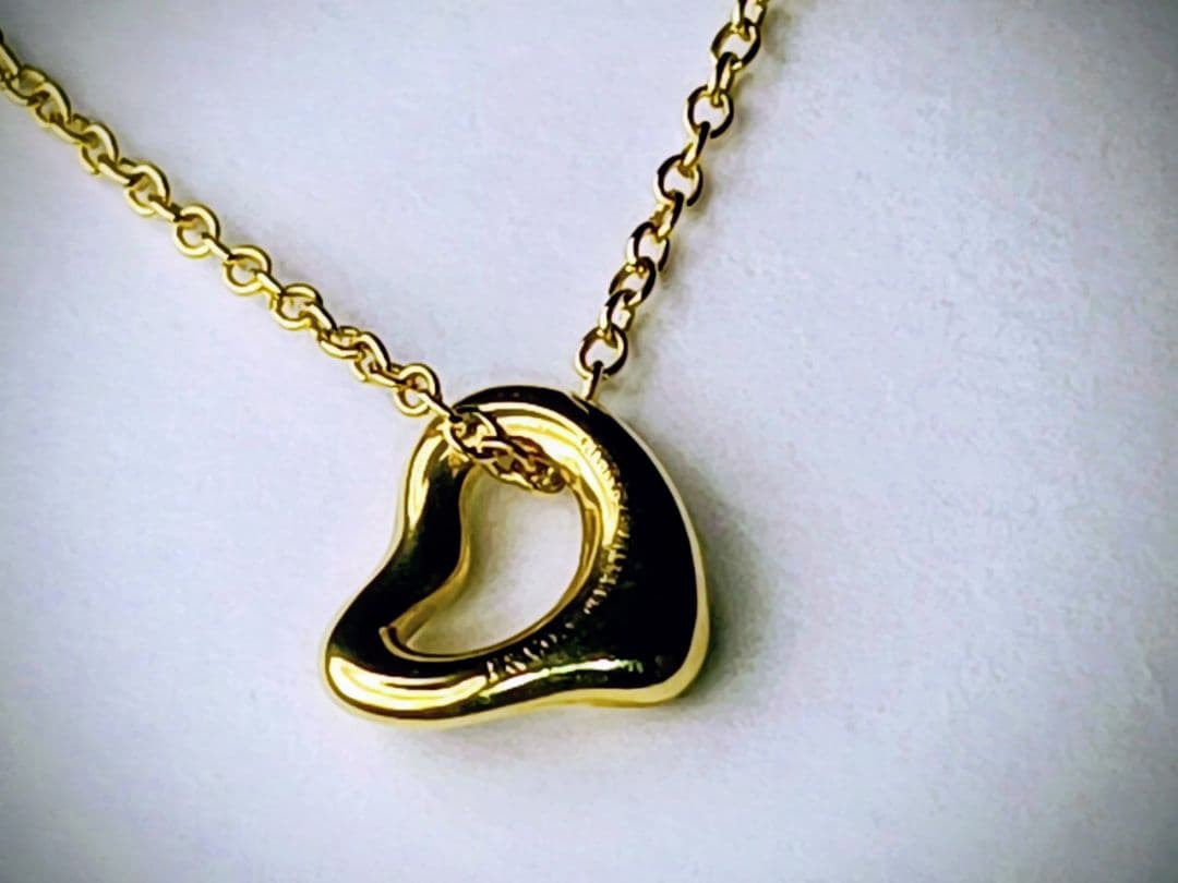 ティファニー ネックレスK18YG エルサペレッティ オープンハート7mm