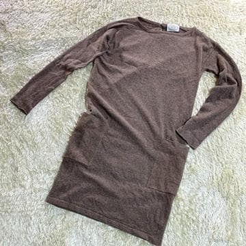 美品 アニオナ ウールニット ワンピース ブラウン カシミヤ シルク S 長袖