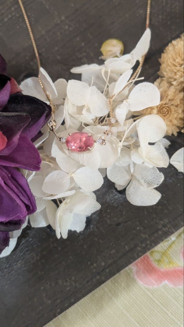 天然ロードクロサイト　 (インカローズ) オーバルミックス カット ネックレス