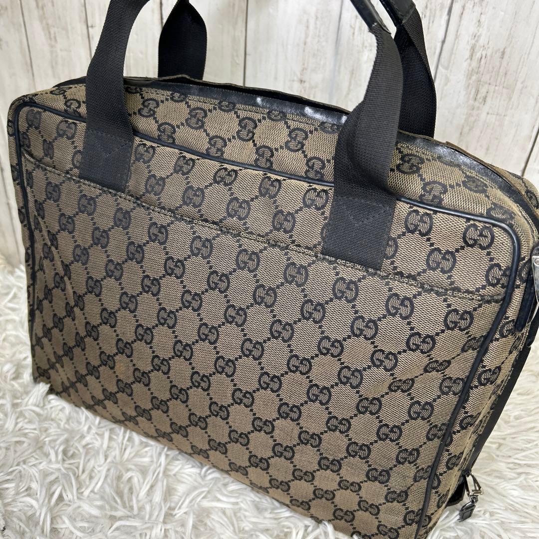 GUCCI GGキャンバス レザー　ビジネスバッグ トートバッグ　ハンドバッグ