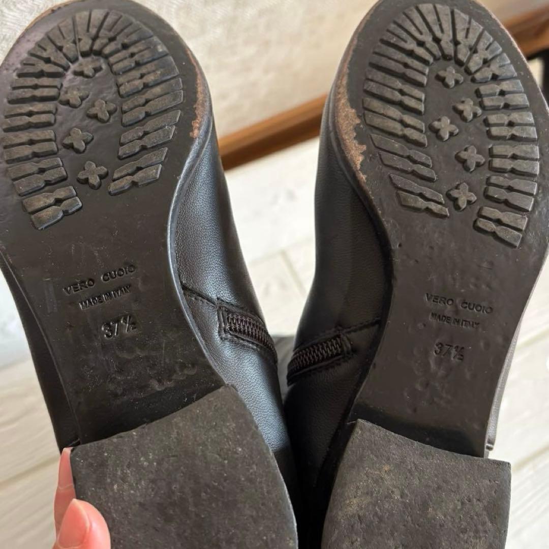 B lounge☆イタリア製ファー付きニーハイレザーブーツ　本革　ポカポカ　極暖