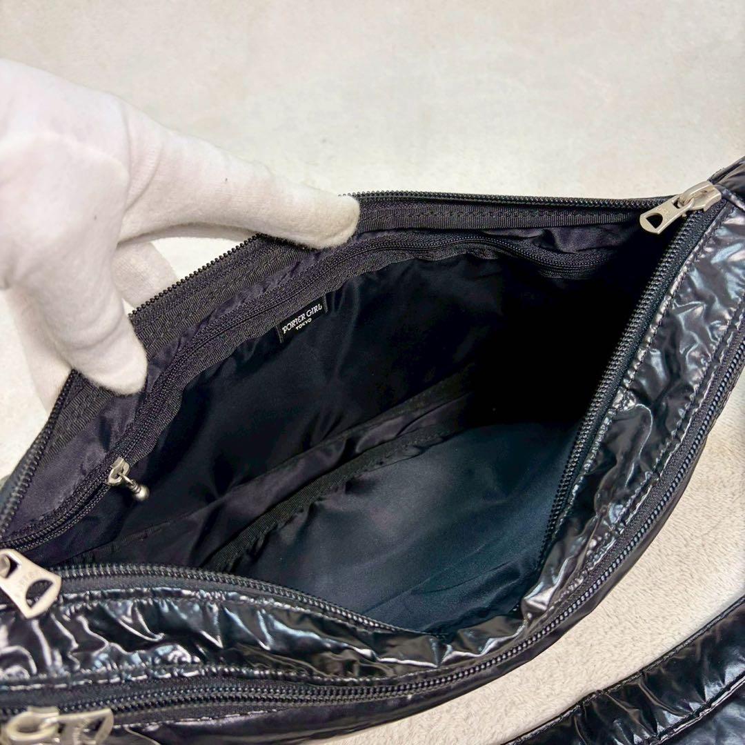 【美品✨】廃盤ポーターガール ボンボン ショルダーバッグ ハーフムーン　ナイロン