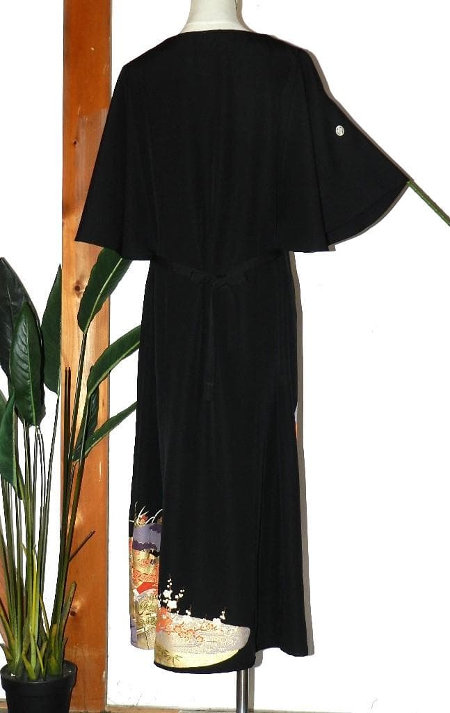 留袖　ワンピース　ドレス　フレアー袖　手書き友禅染　正絹　464　夢ちりめん