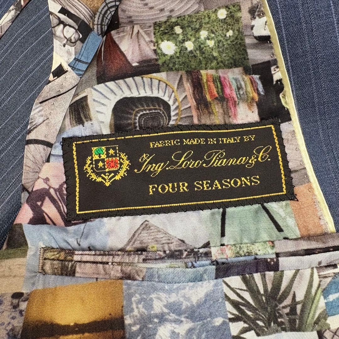 美品 ポールスミス 現行 SOHO スーツ 総柄 背抜き サックスブルー XL