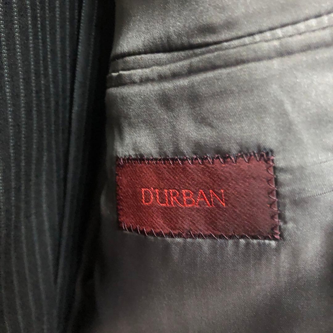 リクエス値下ほぼ未使用日本製DURBANチャコールグレーストライプ スーツAB5