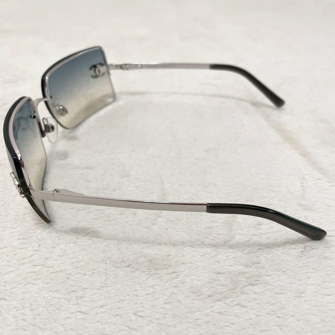 美品✨CHANEL シルバー グラデーション サングラス　ココマーク　リムレス