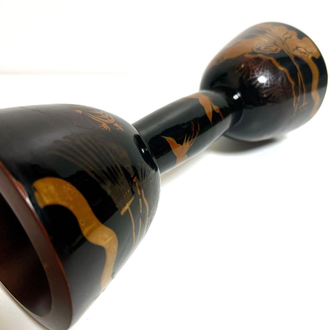 【蒔絵】小鼓 漆塗り 松絵柄　鶴亀　松葉　鼓胴 和楽器 雅楽 神楽 能楽　金彩