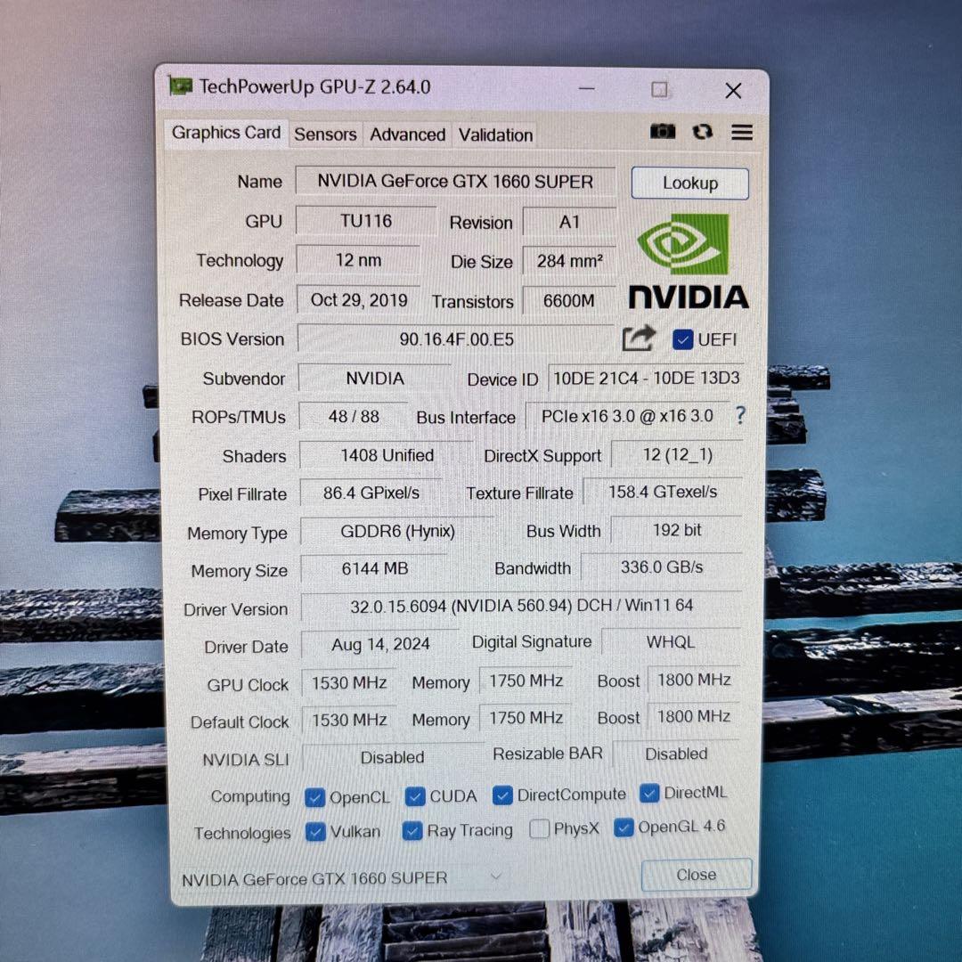 自作ゲーミングPC/Core i7-6700K/16G/GTX1660Super