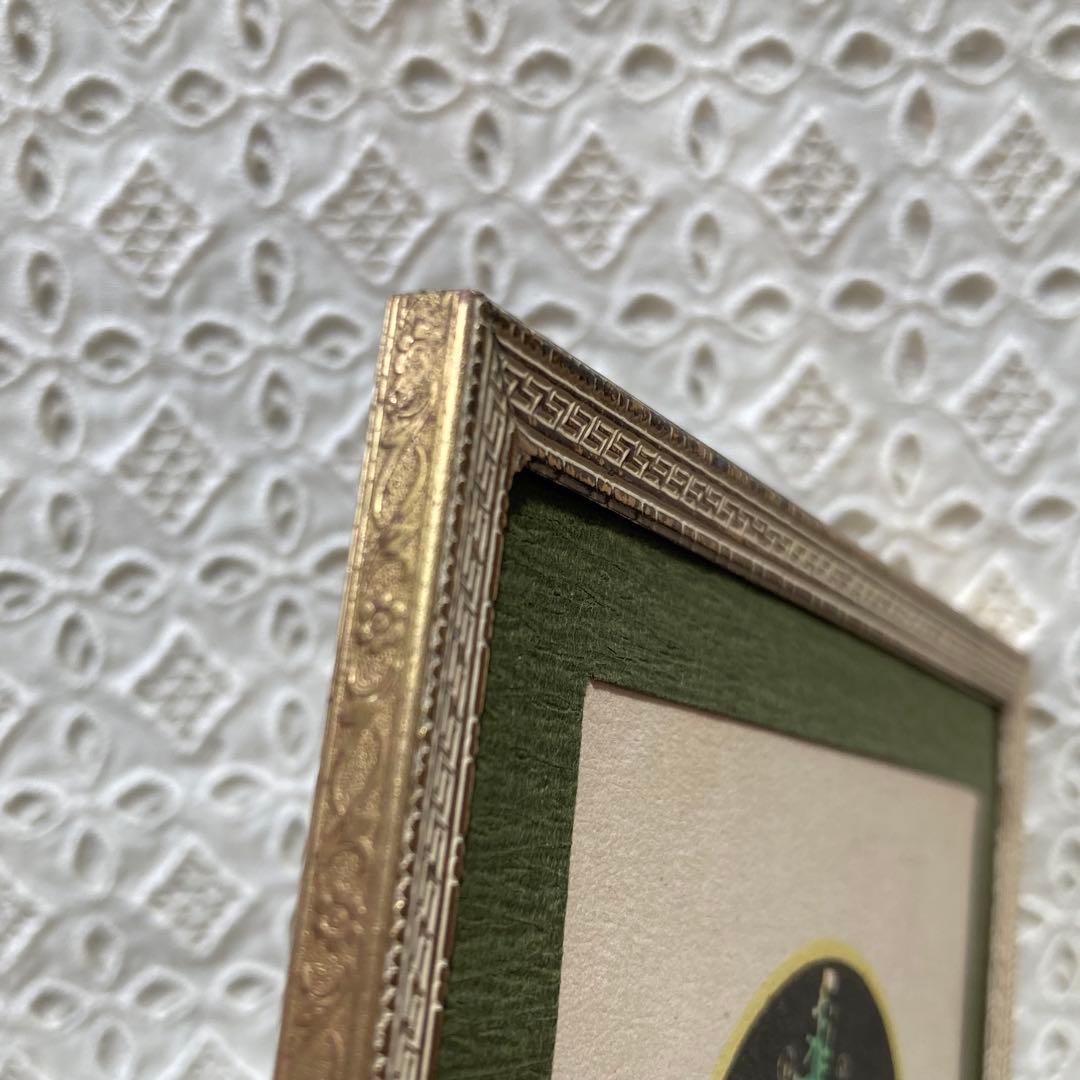 アンティークフレームE★1920年代超希少MAJ LINDMANツリーカード入り