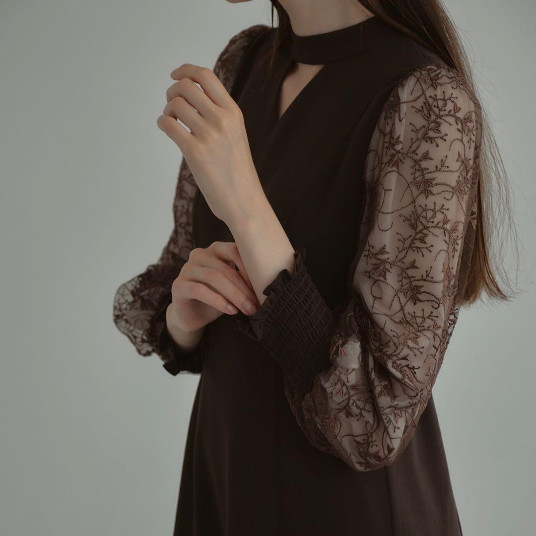 ANDRESD sleeve embroidery dress S サイズ