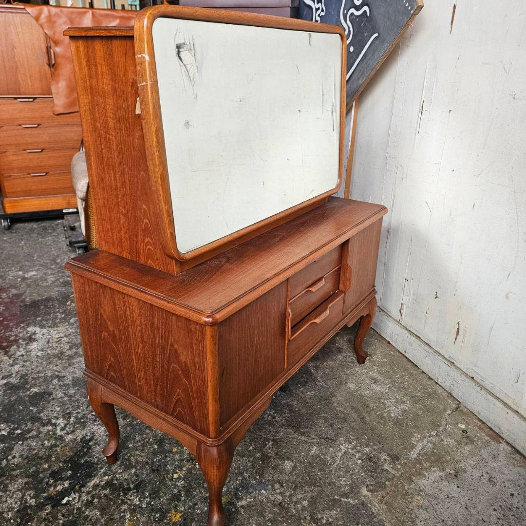 木製 ライティングビューロー ドレッサー 猫脚 鏡台 北欧調デザイン