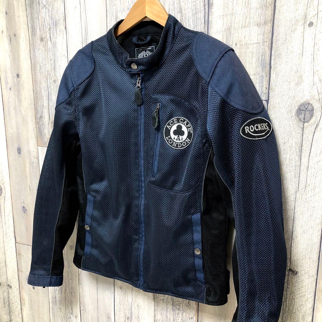 エースカフェロンドン メッシュ ライダースジャケット ネイビー Mサイズ