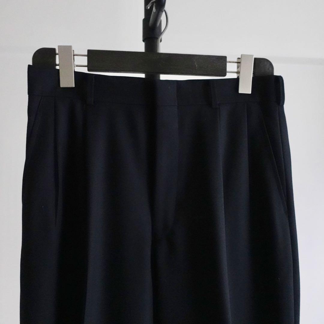 【極美品】Im product ウールギャバジン　ワイドトラウザーズ　ネイビー