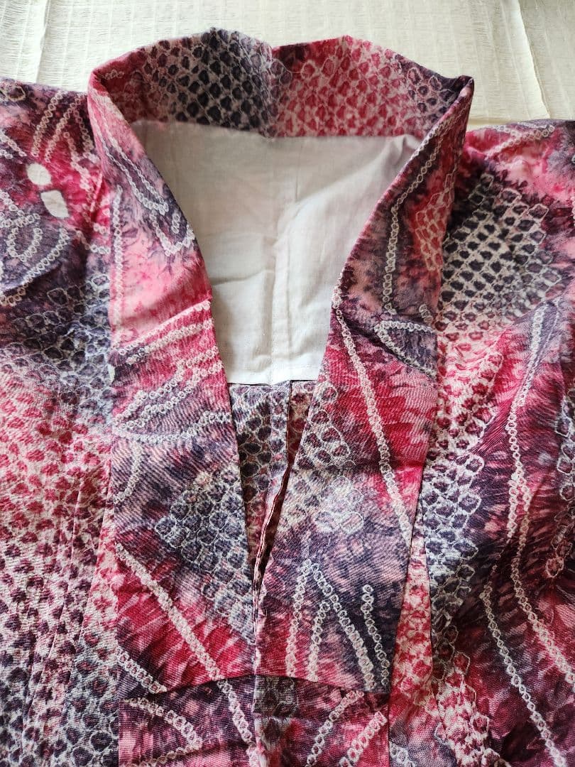 浴衣 綿100% 夏着物 洗える着物 有松絞り風 お出かけ カジュアル 蝶 紫