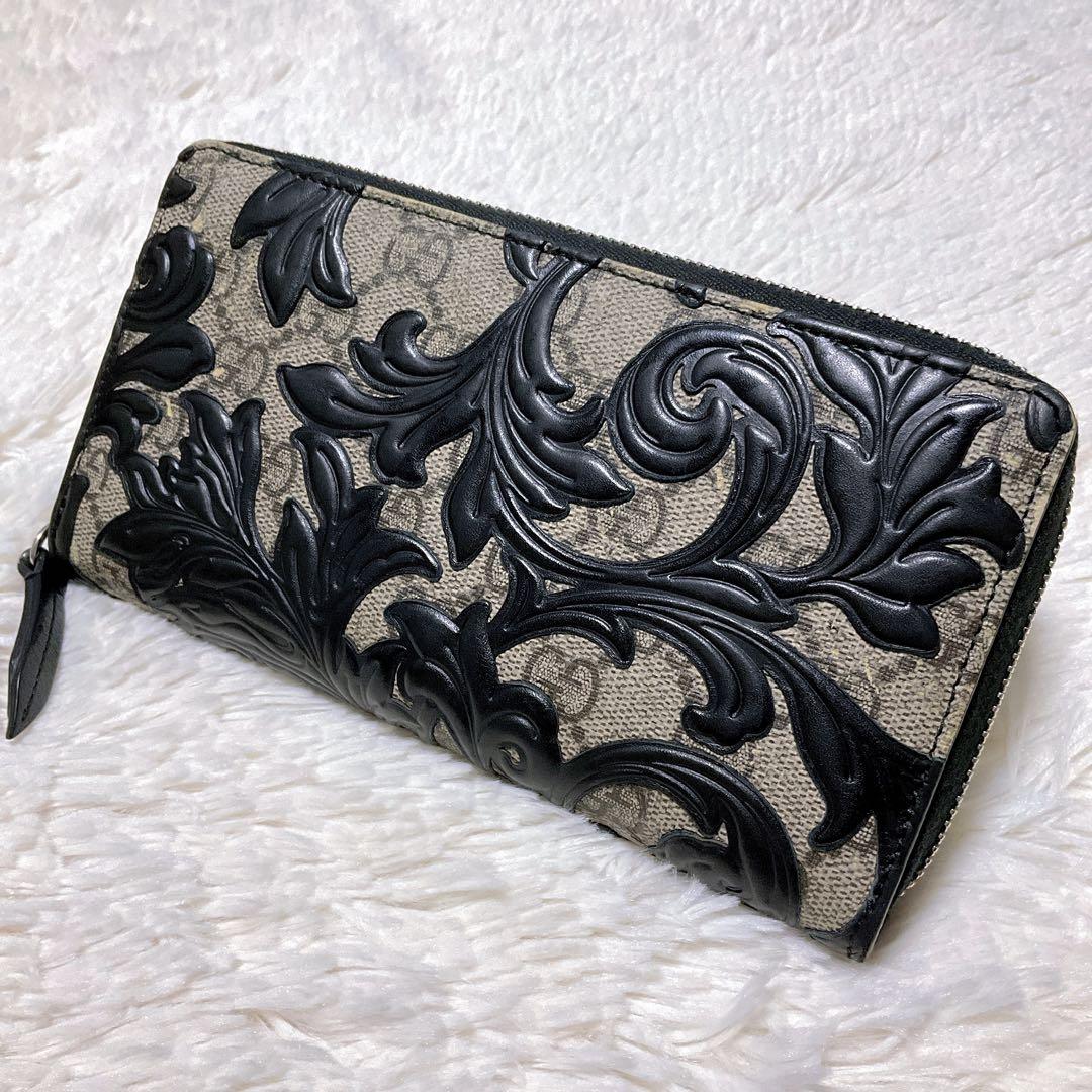 ☆超極美品☆GUCCI アラベスク 長財布 GGスプリーム ラウンドファスナー