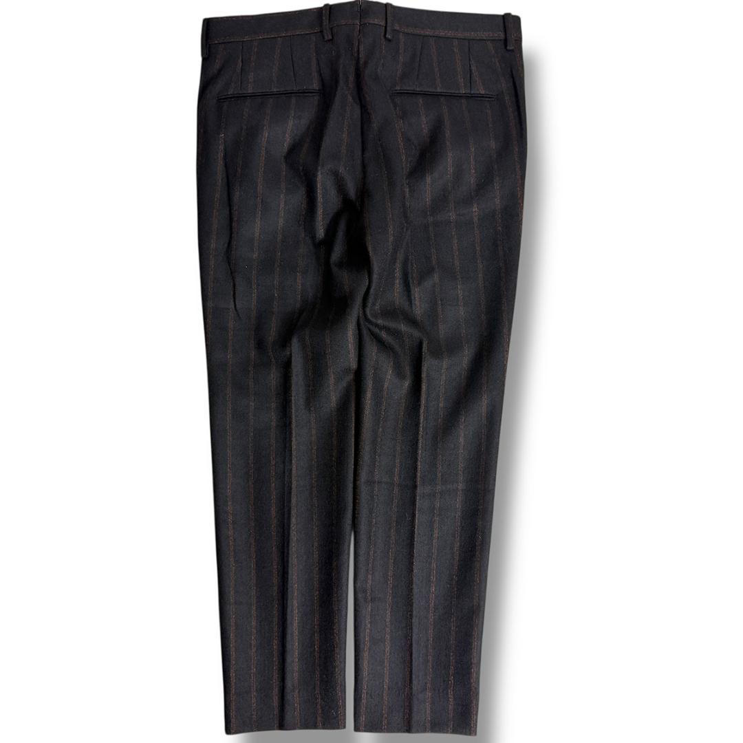 J5110 美品 タリアトーレ ストライプフランネルダブルスーツ 黒×茶 48