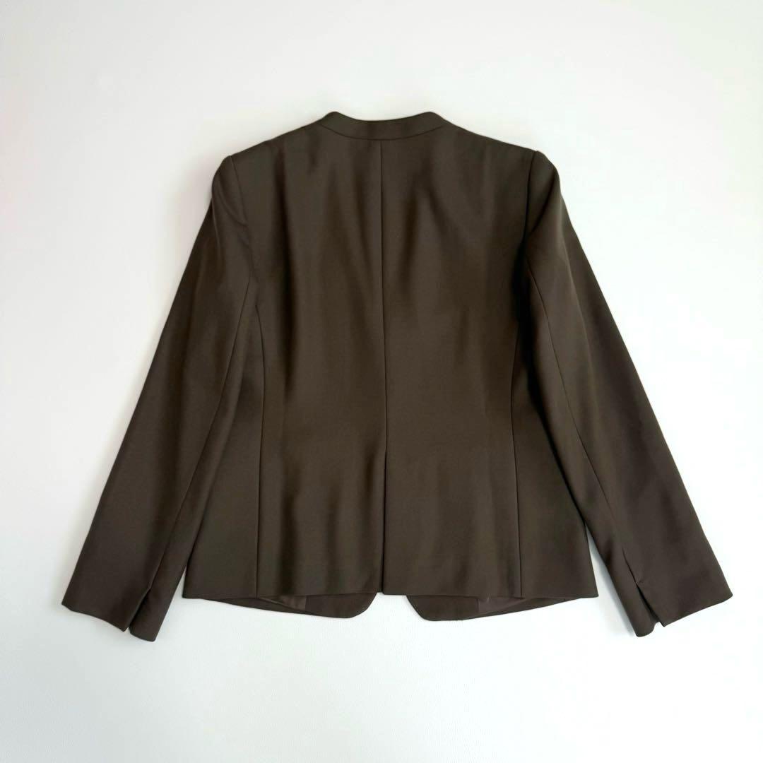23区　セットアップスーツ　 ノーカラージャケット　ラップ風スカート 　茶色　M