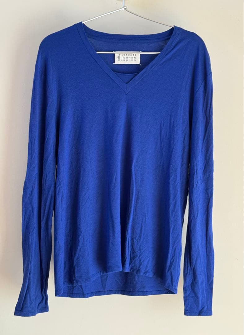 マルタンマルジェラ10 Vネック ニット 2008AW 青 イタリア製