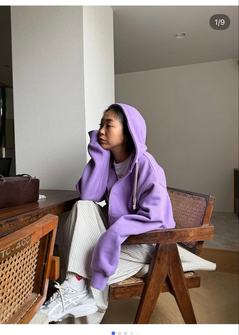 Volume Sweat Zipフーディー　ラベンダー