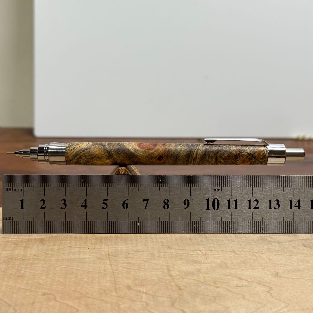 97花梨瘤源平柄　木製シャーペン　最強低重心R ステンレス