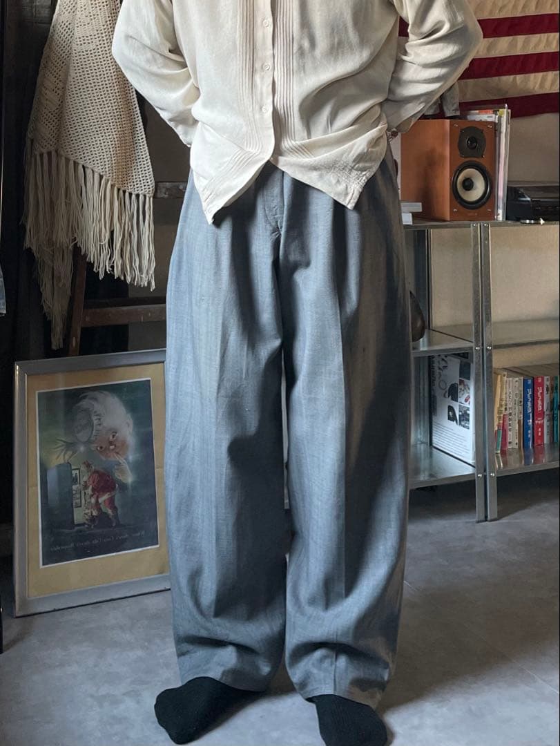 ニ*チ様 50s ウール HBT ワイドスラックス